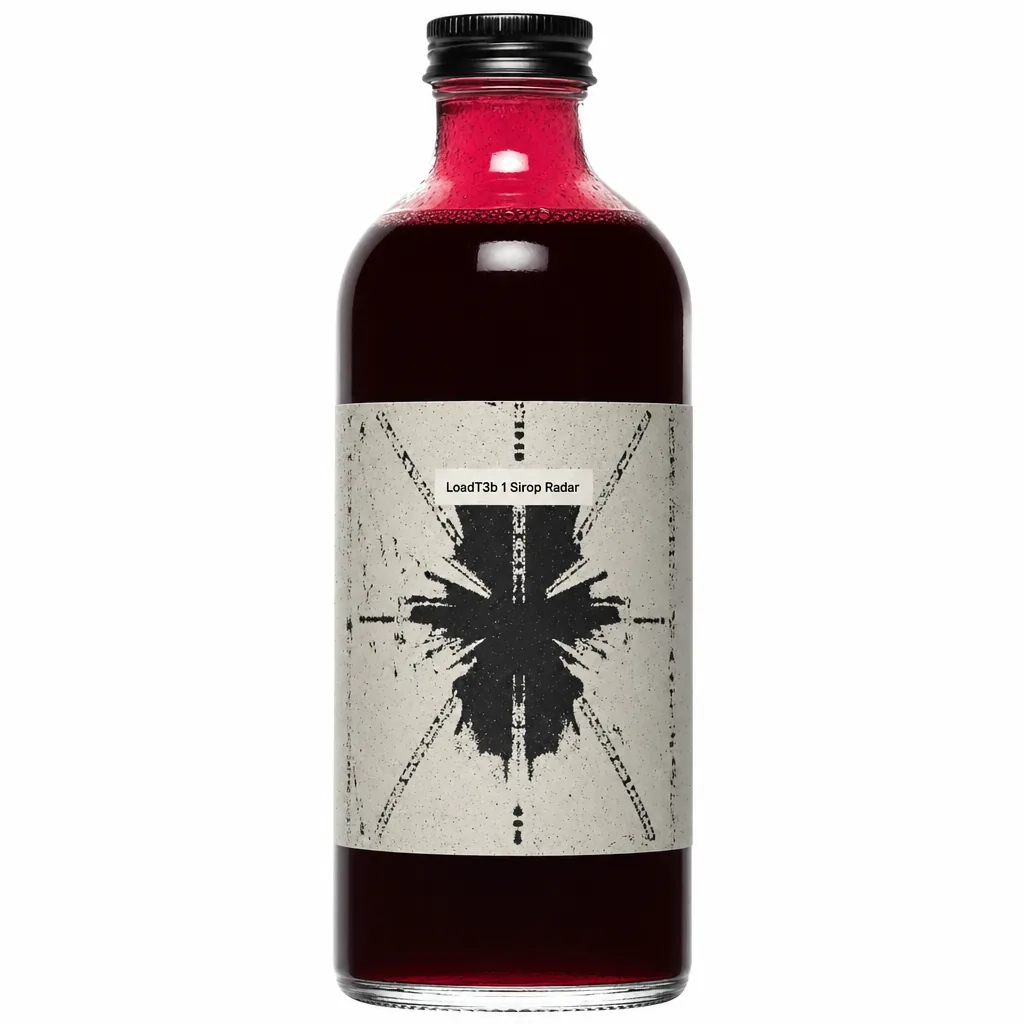 Radar Syrup Line alcohol-free cocktail syrup bottle at the Cutline between a waiting glass and a finished serve