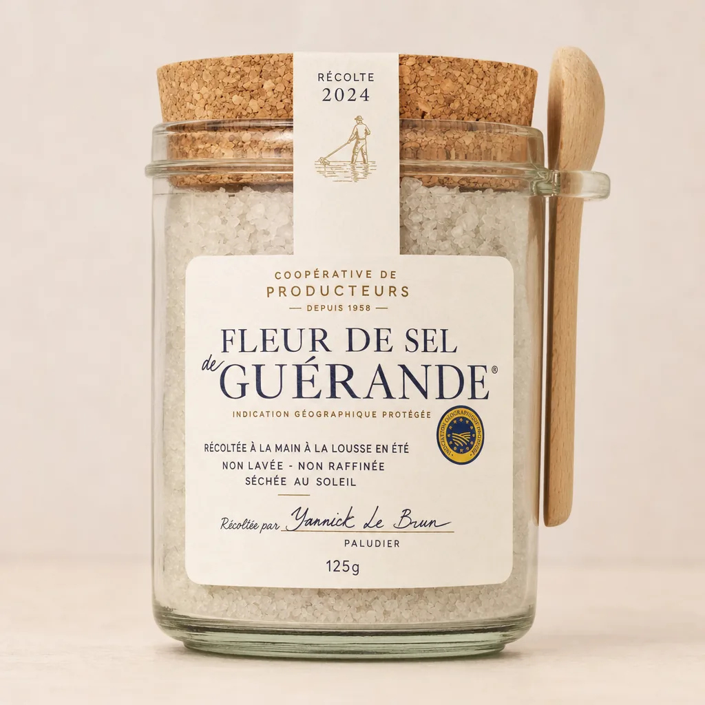 Pot de fleur de sel Salicorne, fermé, cuillère en bois de hêtre