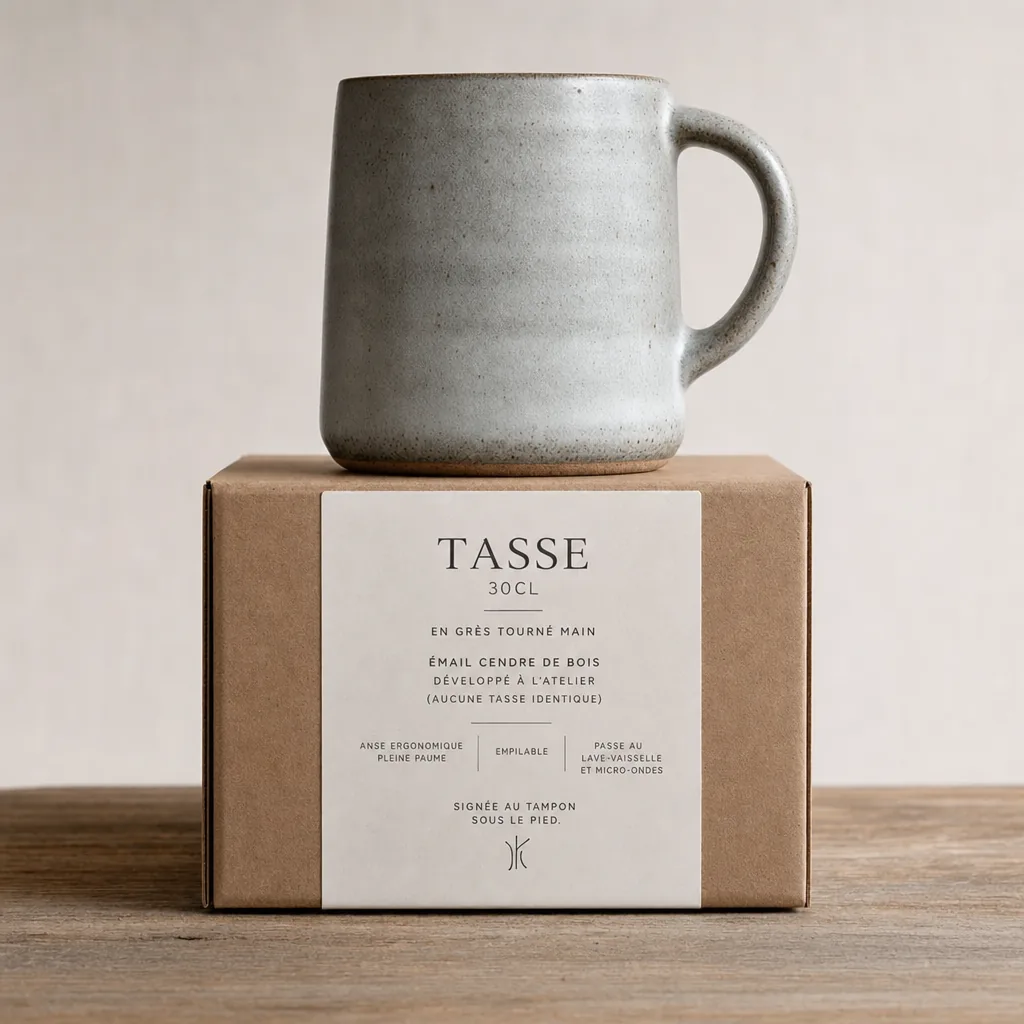 Tasse Paume 30cl, tasse 30 cl en grès tournée main